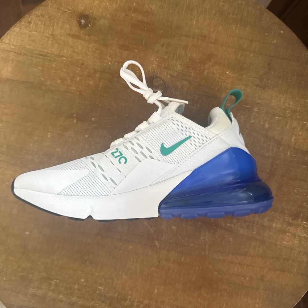 Nike Air Max 270 White with Blue and Green Accents